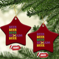 Funny Mardi Gras Drinking Ceramic Ornament Retro Beads Beer Carnival Party