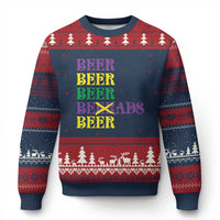 Funny Mardi Gras Drinking Ugly Christmas Sweater Retro Beads Beer Carnival Party