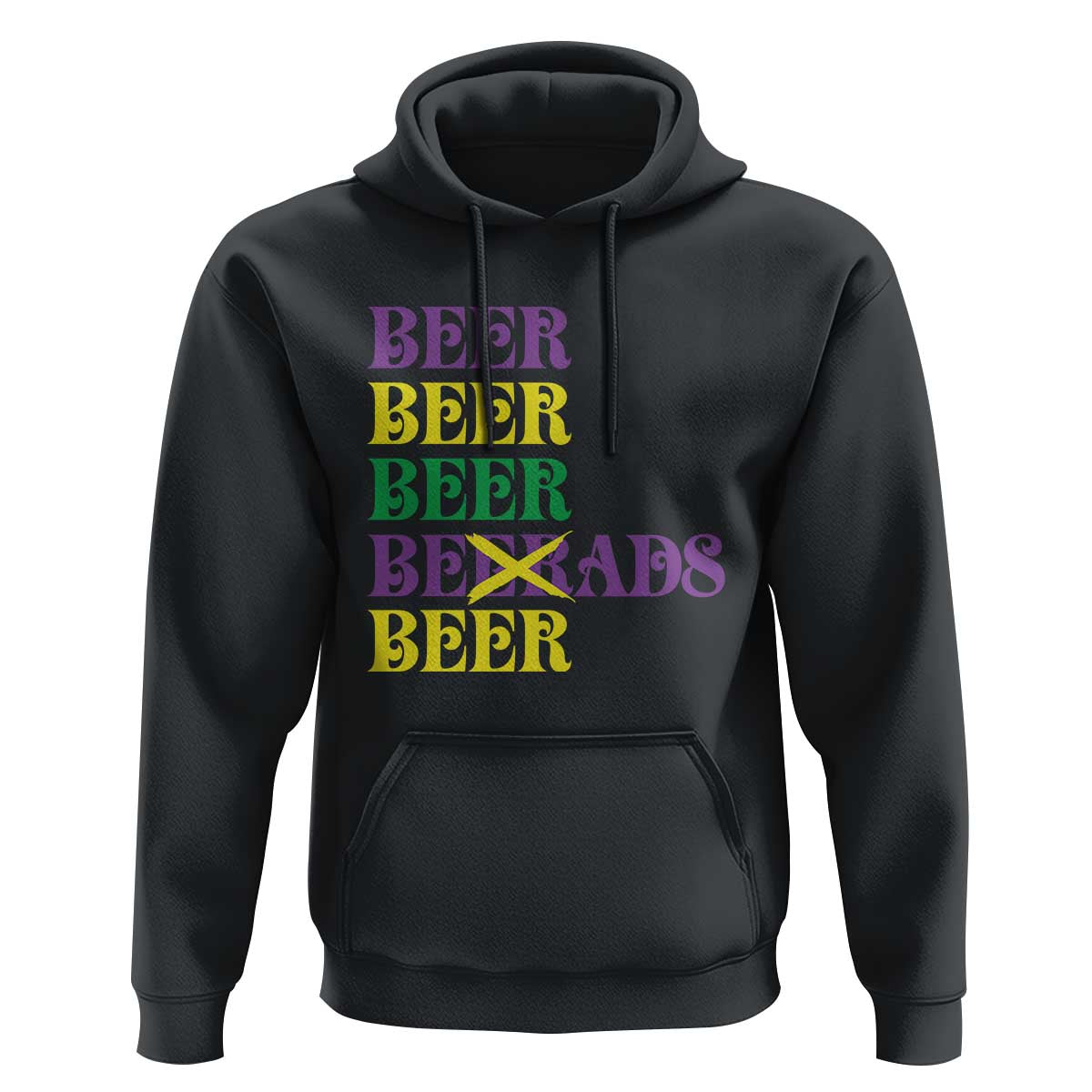 Funny Mardi Gras Drinking Hoodie Retro Beads Beer Carnival Party