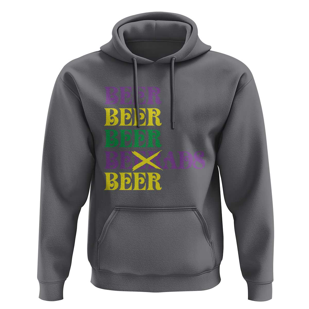 Funny Mardi Gras Drinking Hoodie Retro Beads Beer Carnival Party