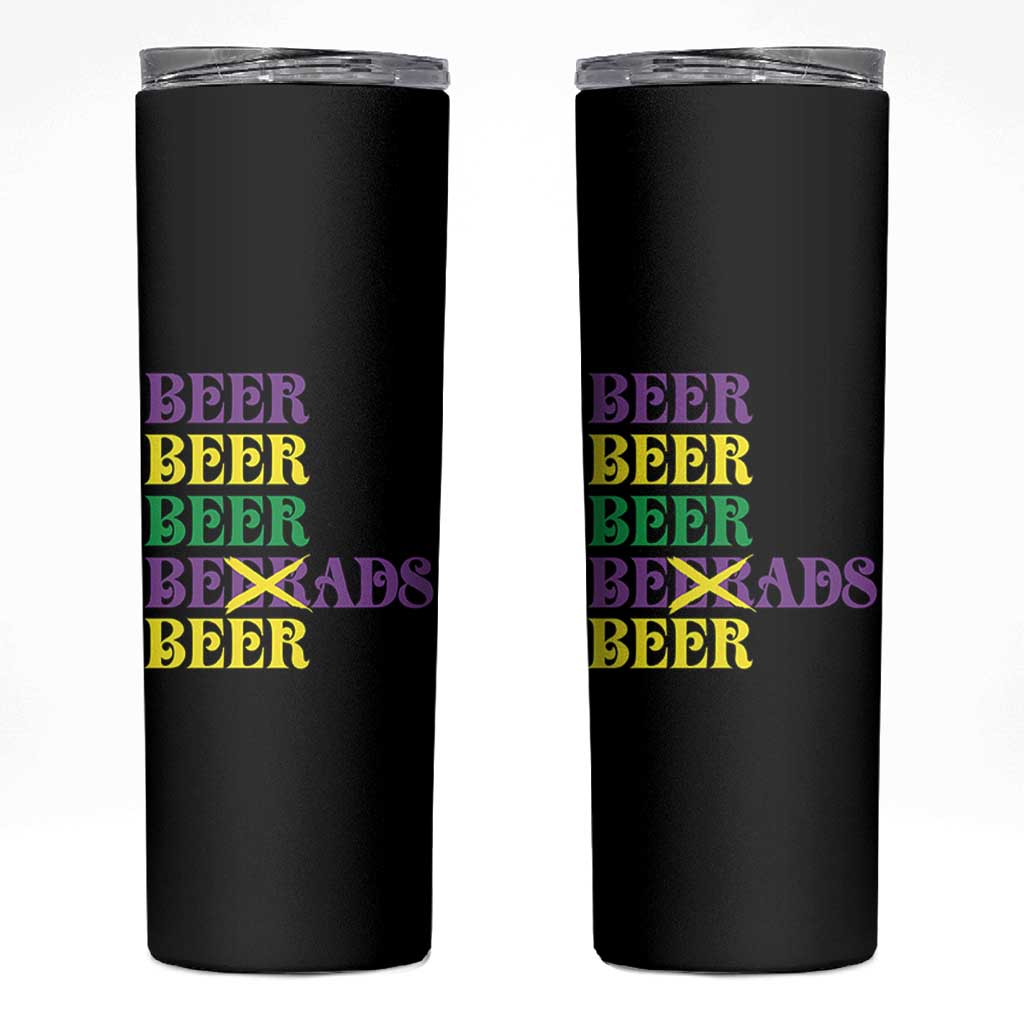 Funny Mardi Gras Drinking Skinny Tumbler Retro Beads Beer Carnival Party - Wonder Print Shop