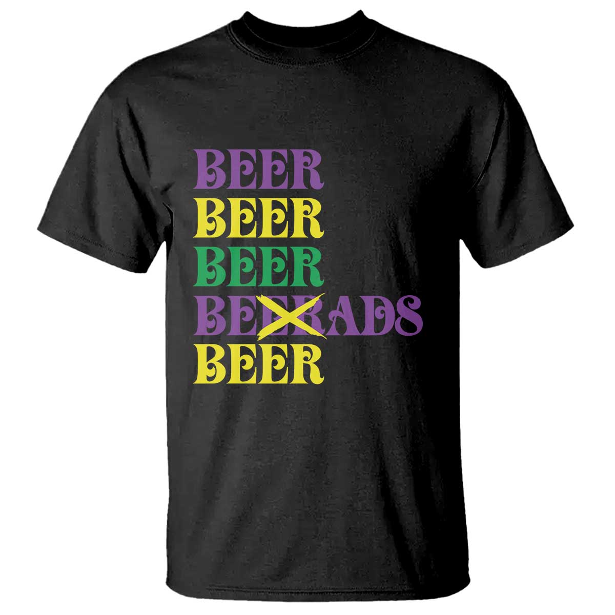 Funny Mardi Gras Drinking T Shirt Retro Beads Beer Carnival Party