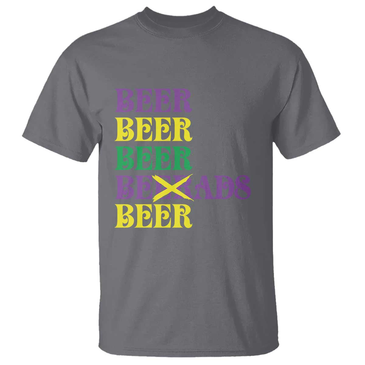 Funny Mardi Gras Drinking T Shirt Retro Beads Beer Carnival Party