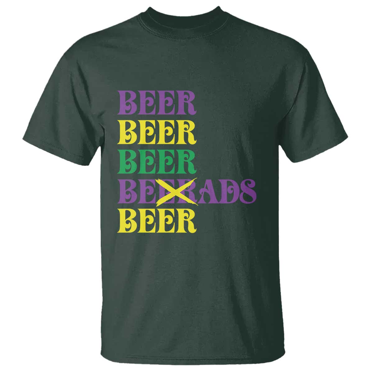 Funny Mardi Gras Drinking T Shirt Retro Beads Beer Carnival Party