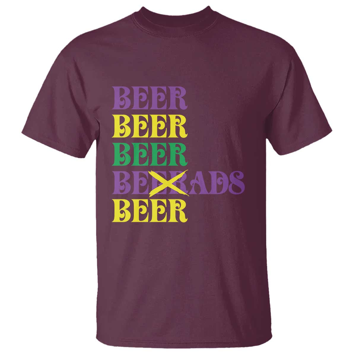 Funny Mardi Gras Drinking T Shirt Retro Beads Beer Carnival Party