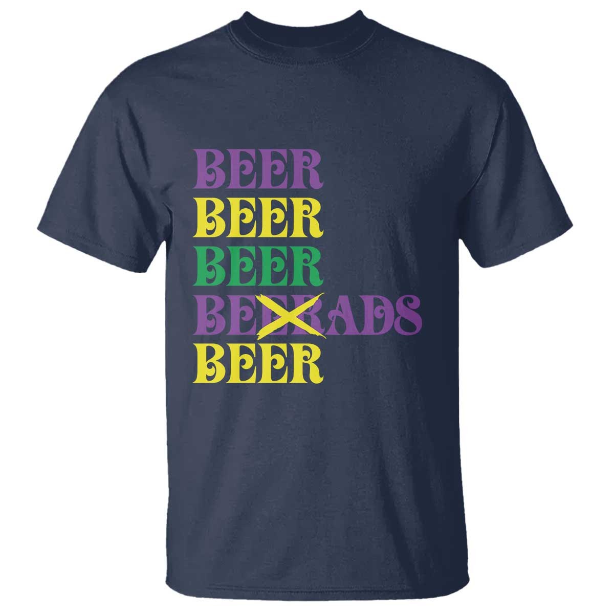 Funny Mardi Gras Drinking T Shirt Retro Beads Beer Carnival Party