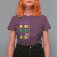 Funny Mardi Gras Drinking T Shirt For Women Retro Beads Beer Carnival Party