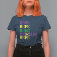 Funny Mardi Gras Drinking T Shirt For Women Retro Beads Beer Carnival Party