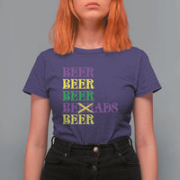Funny Mardi Gras Drinking T Shirt For Women Retro Beads Beer Carnival Party