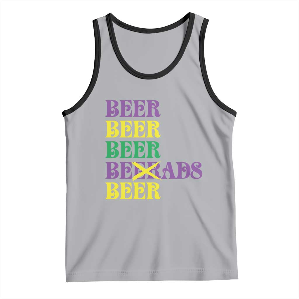 Funny Mardi Gras Drinking Tank Top Retro Beads Beer Carnival Party