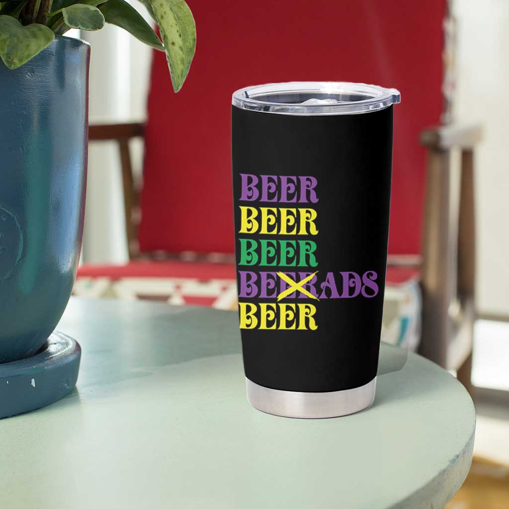 Funny Mardi Gras Drinking Tumbler Cup Retro Beads Beer Carnival Party - Wonder Print Shop