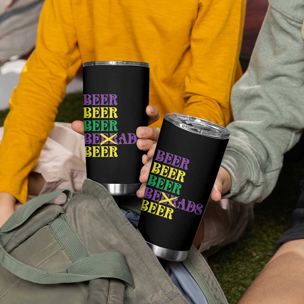 Funny Mardi Gras Drinking Tumbler Cup Retro Beads Beer Carnival Party - Wonder Print Shop