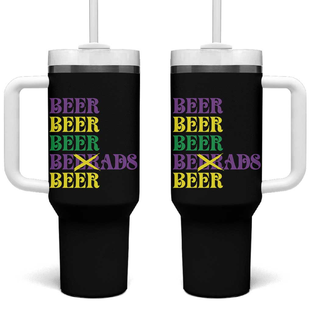 Funny Mardi Gras Drinking Tumbler With Handle Retro Beads Beer Carnival Party - Wonder Print Shop