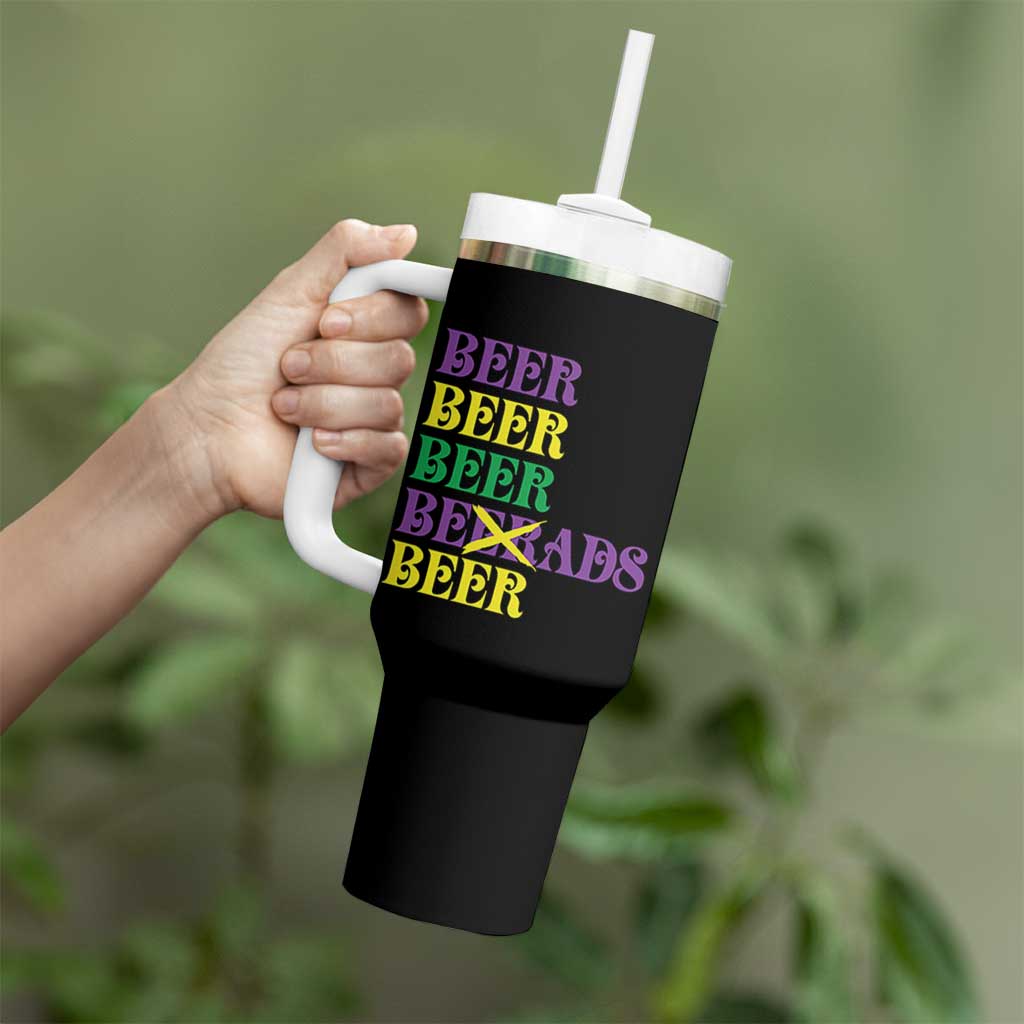 Funny Mardi Gras Drinking Tumbler With Handle Retro Beads Beer Carnival Party - Wonder Print Shop