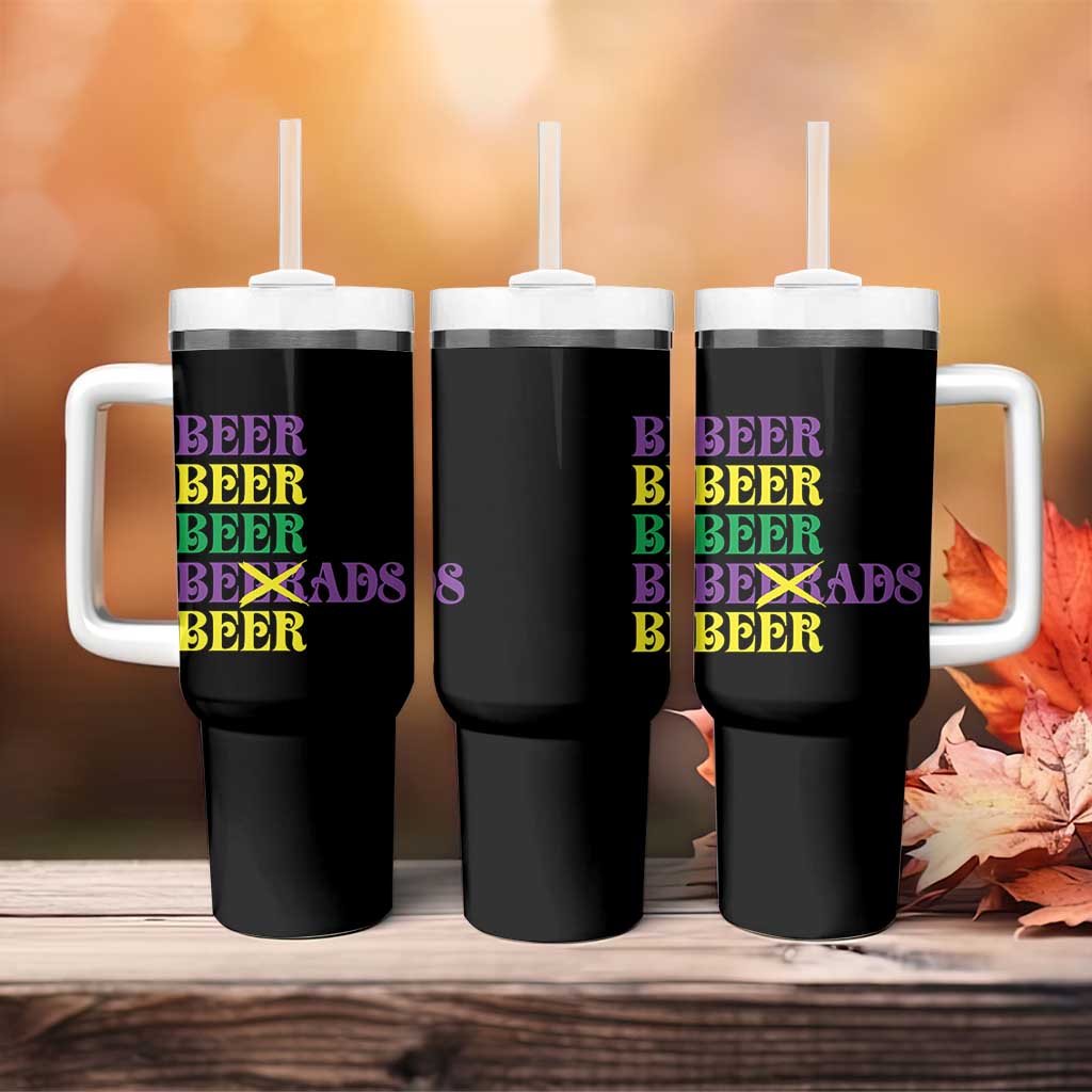 Funny Mardi Gras Drinking Tumbler With Handle Retro Beads Beer Carnival Party - Wonder Print Shop