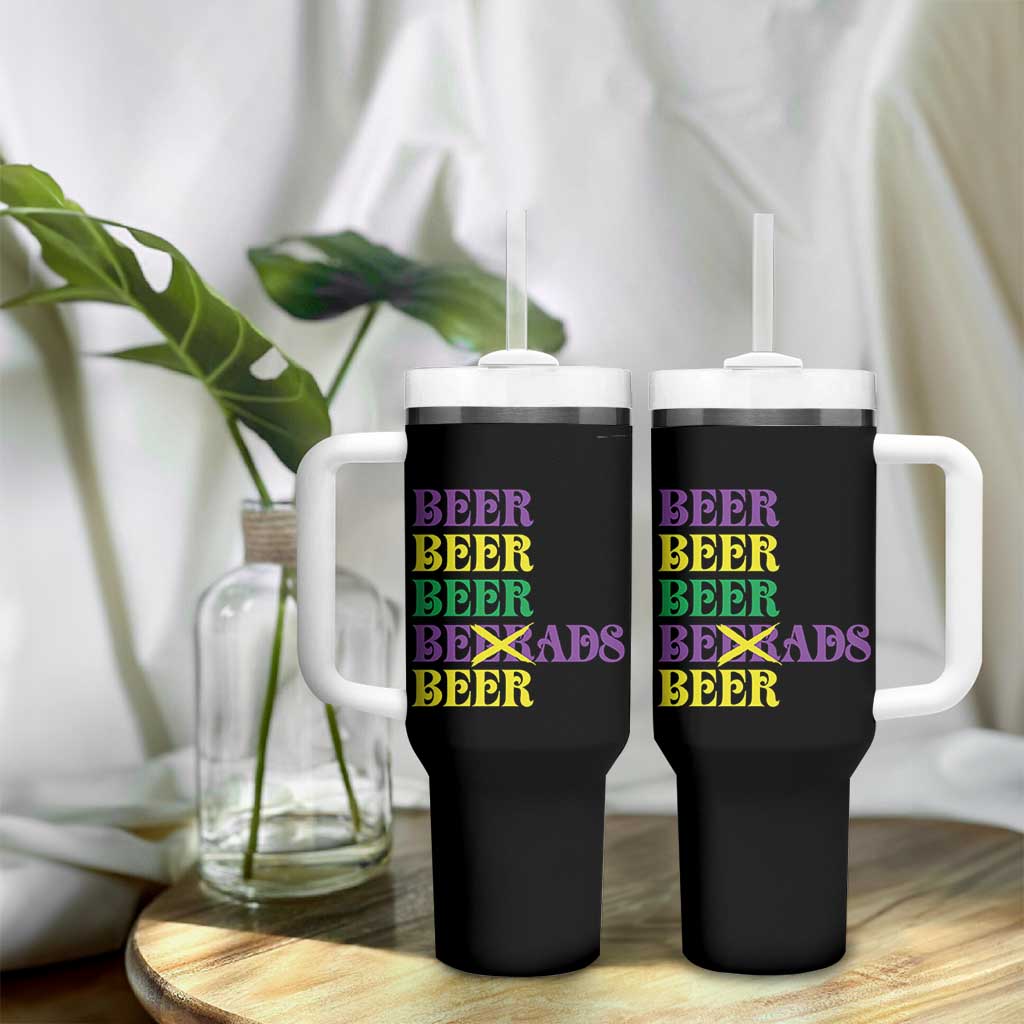 Funny Mardi Gras Drinking Tumbler With Handle Retro Beads Beer Carnival Party - Wonder Print Shop