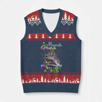 Funny Mardi Gras Cruise 2025 V-Neck Knit Sweater Vest Trip New Orleans Family Matching
