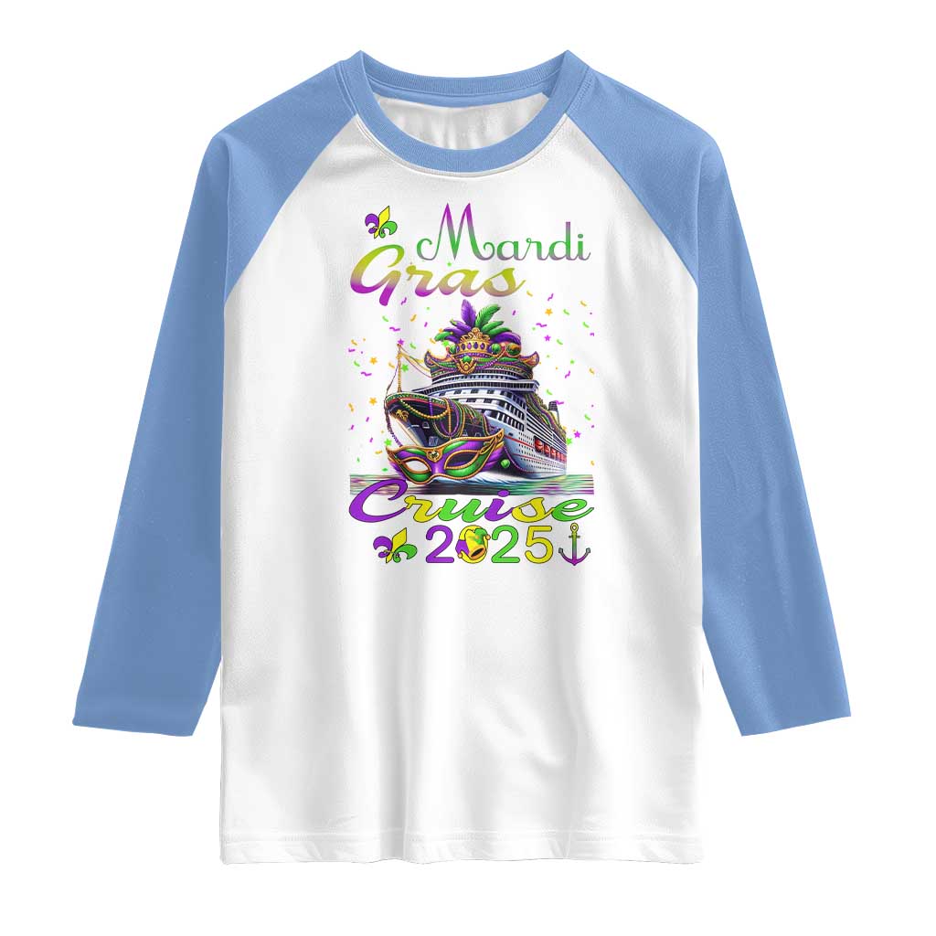 Funny Mardi Gras Cruise 2025 Raglan Shirt Trip New Orleans Family Matching