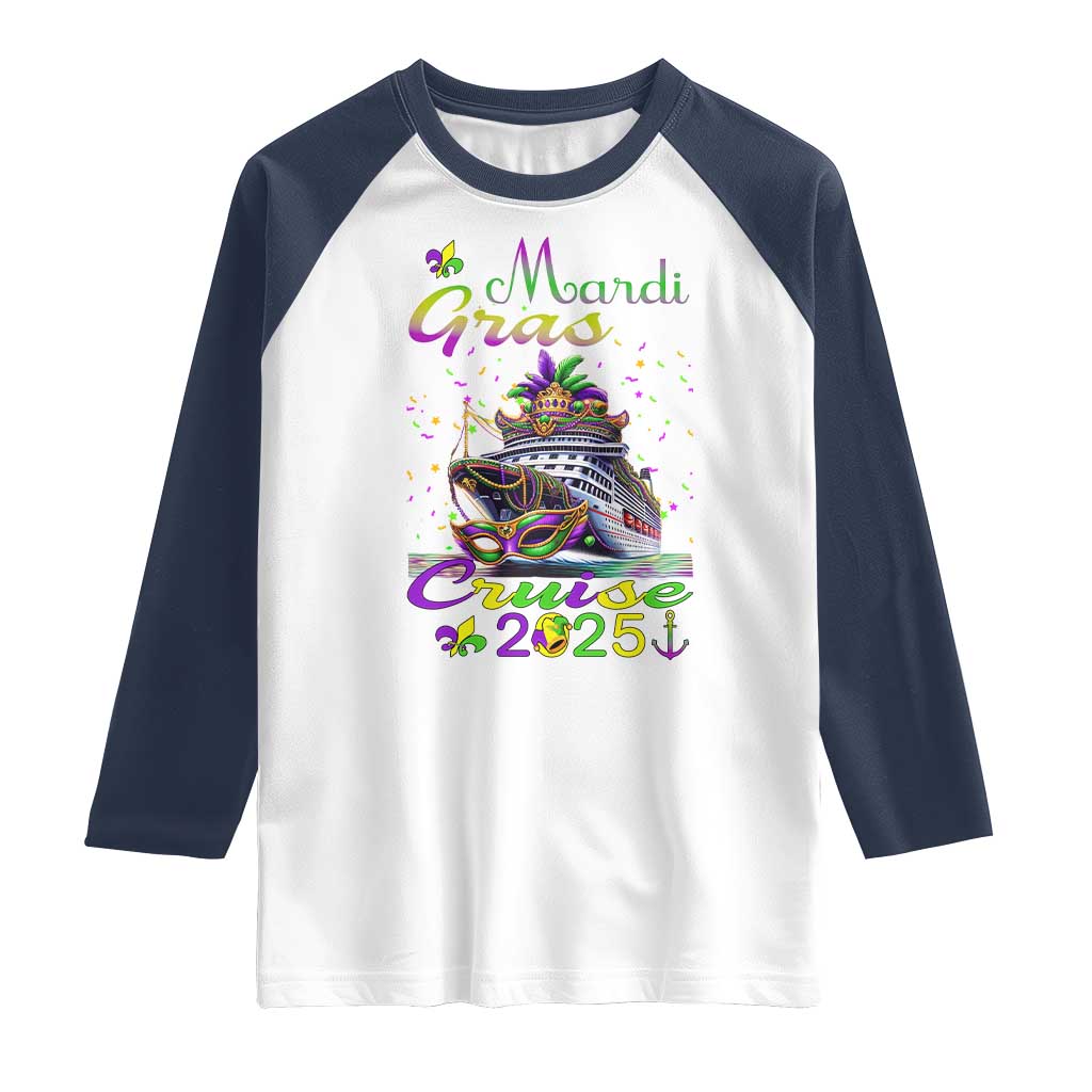 Funny Mardi Gras Cruise 2025 Raglan Shirt Trip New Orleans Family Matching