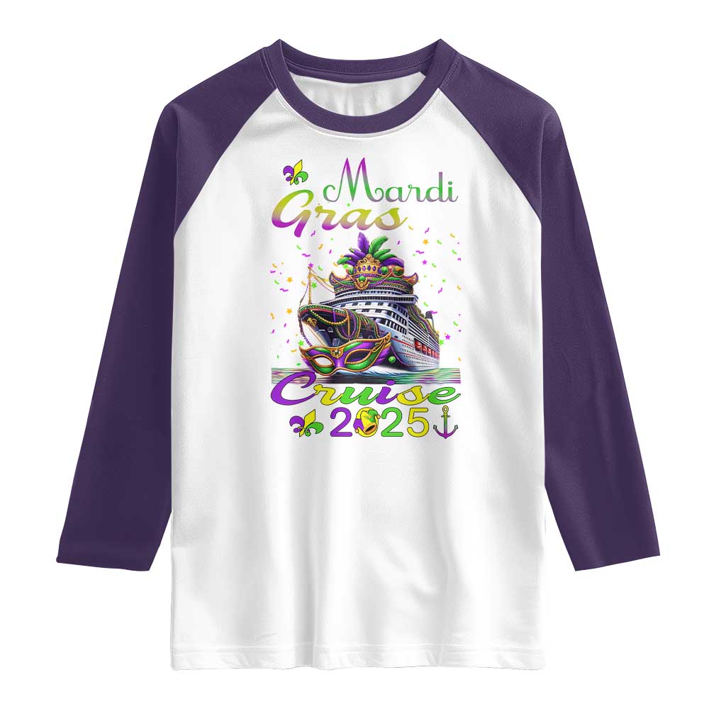 Funny Mardi Gras Cruise 2025 Raglan Shirt Trip New Orleans Family Matching