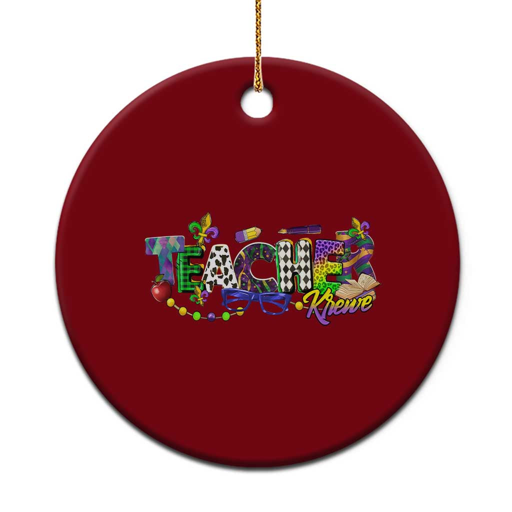 Funny Mardi Gras Teacher Krewe Ceramic Ornament Parade Carnival School Beads