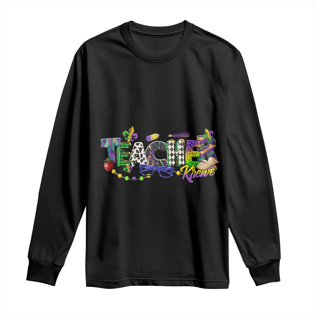 Funny Mardi Gras Teacher Krewe Long Sleeve Shirt Parade Carnival School Beads
