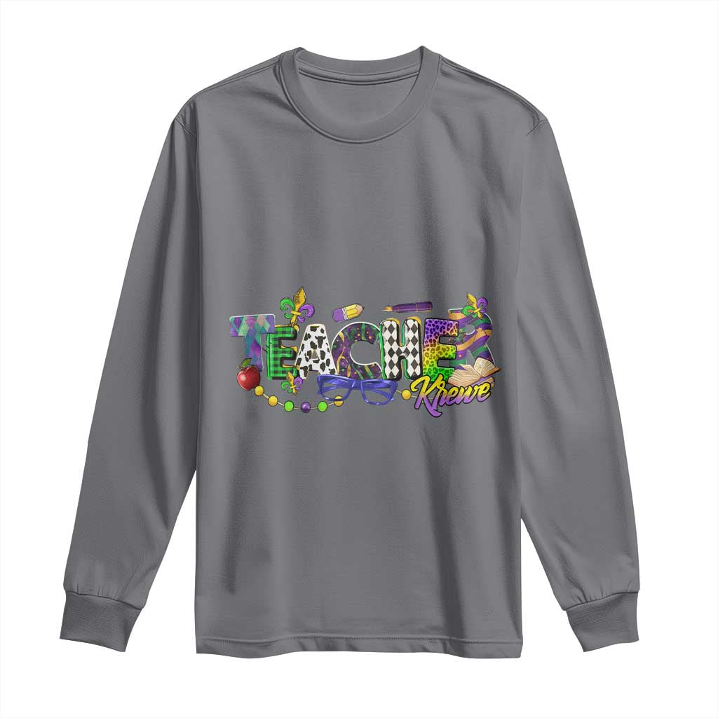 Funny Mardi Gras Teacher Krewe Long Sleeve Shirt Parade Carnival School Beads