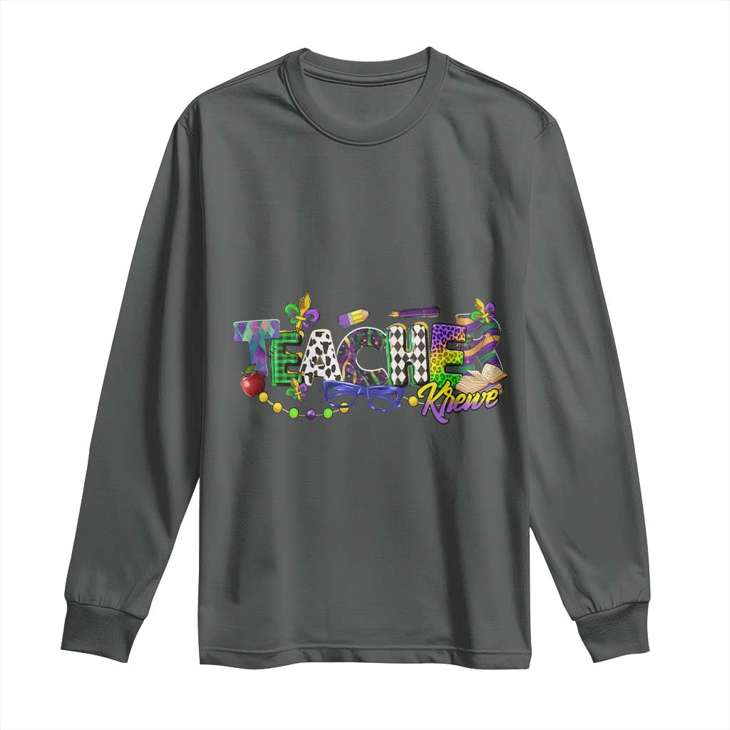 Funny Mardi Gras Teacher Krewe Long Sleeve Shirt Parade Carnival School Beads
