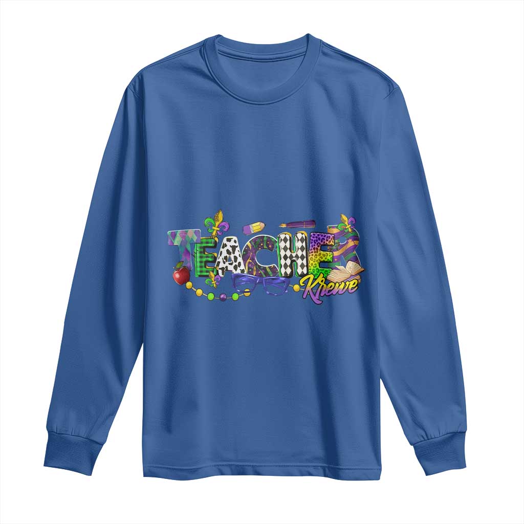 Funny Mardi Gras Teacher Krewe Long Sleeve Shirt Parade Carnival School Beads