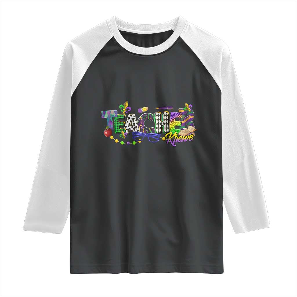 Funny Mardi Gras Teacher Krewe Raglan Shirt Parade Carnival School Beads