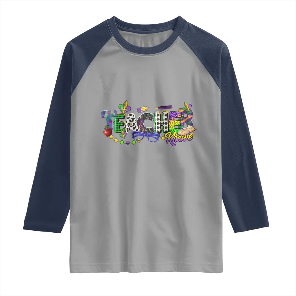 Funny Mardi Gras Teacher Krewe Raglan Shirt Parade Carnival School Beads