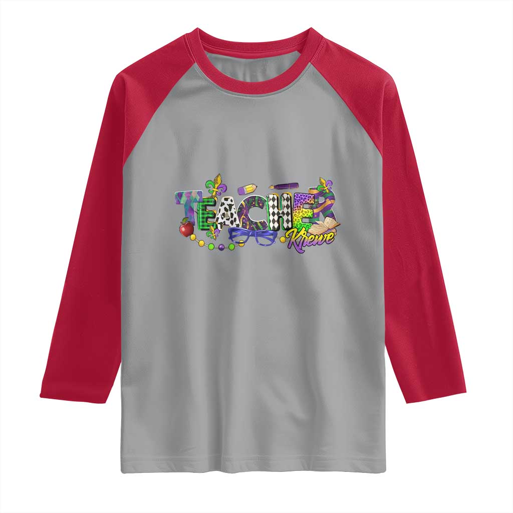 Funny Mardi Gras Teacher Krewe Raglan Shirt Parade Carnival School Beads