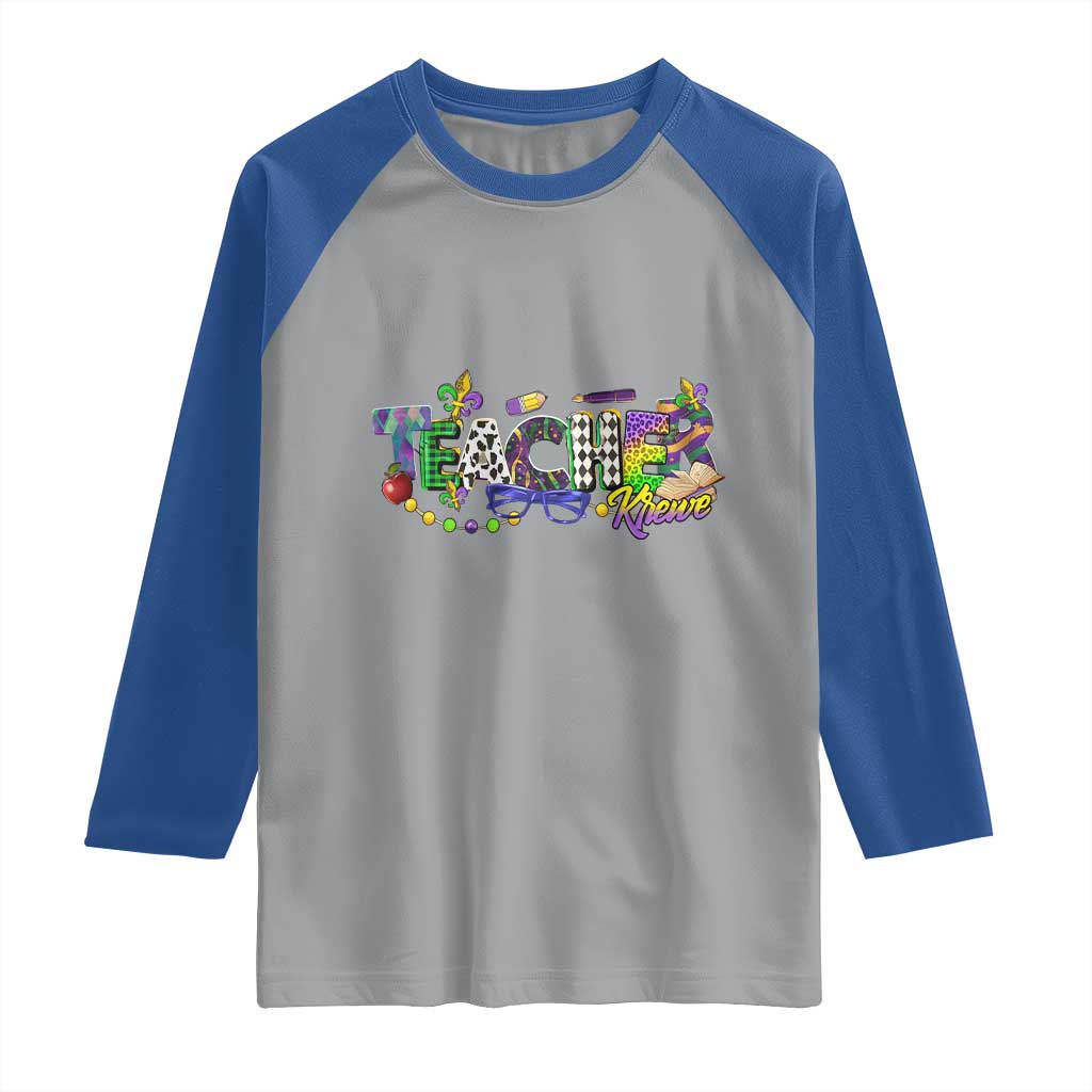 Funny Mardi Gras Teacher Krewe Raglan Shirt Parade Carnival School Beads