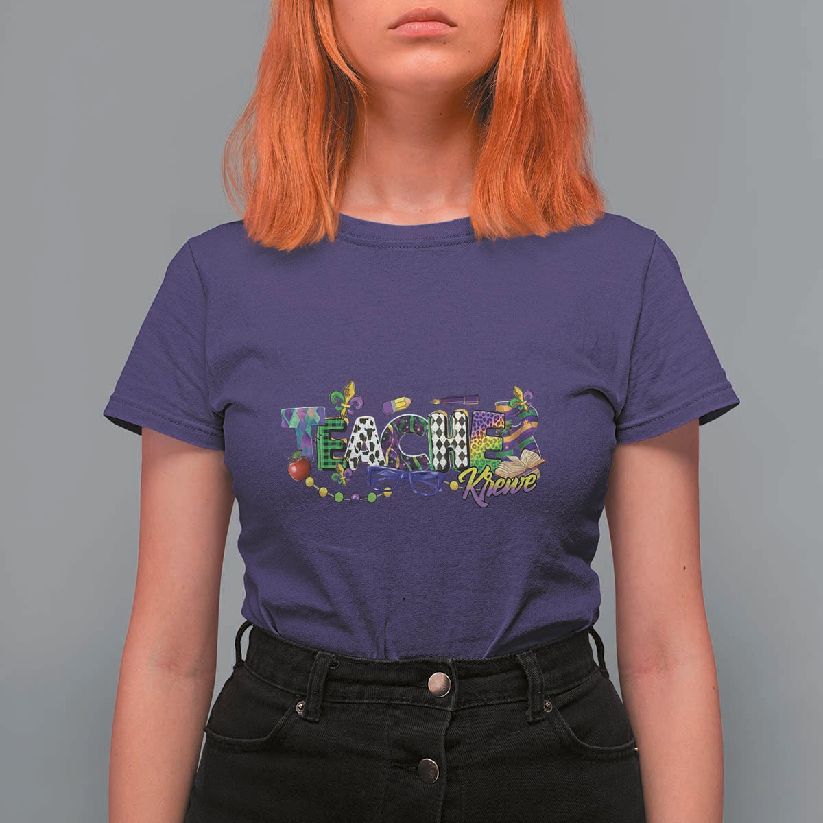 Funny Mardi Gras Teacher Krewe T Shirt For Women Parade Carnival School Beads