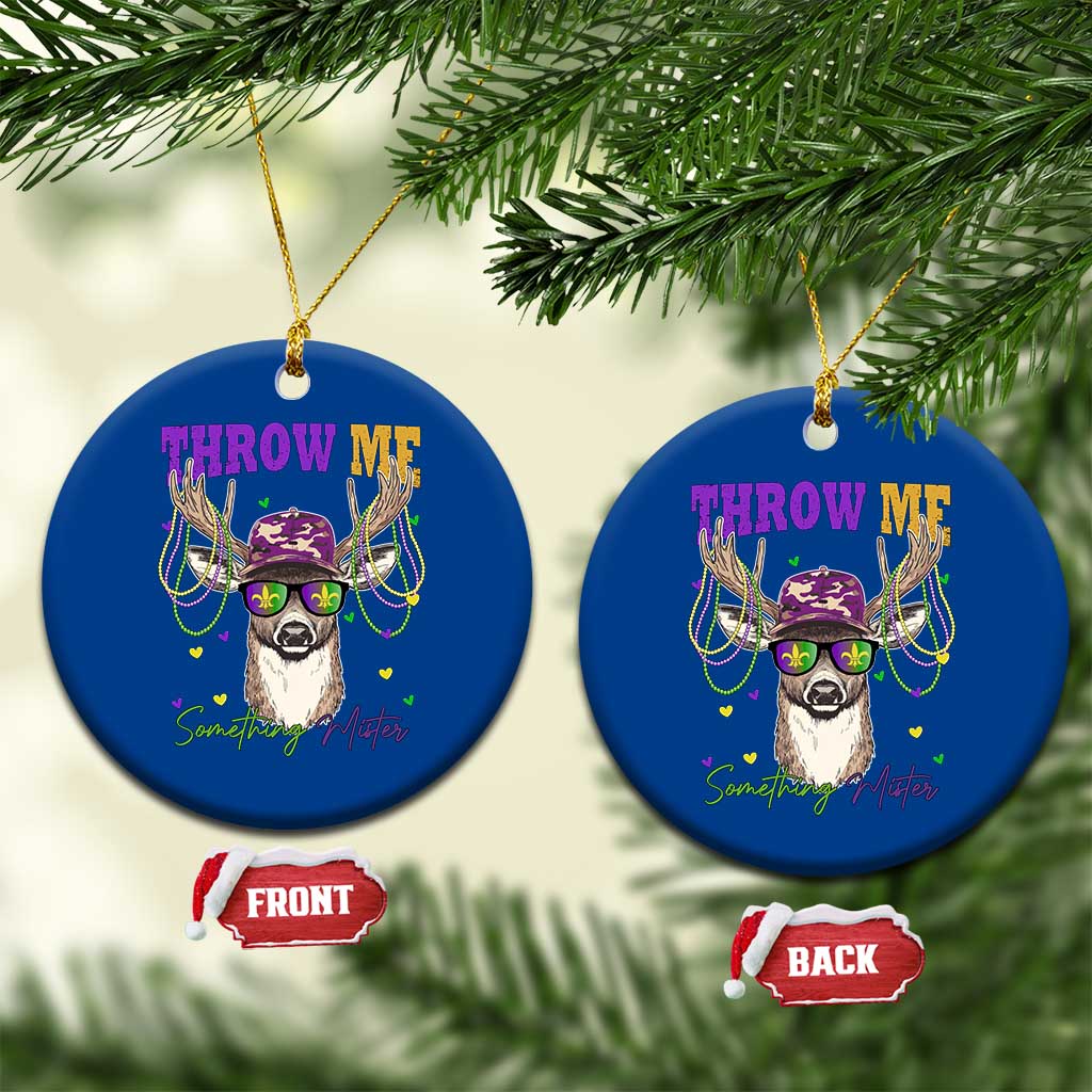 Funny Mardi Gras Mississippi Deer Ceramic Ornament Throw Me Something Mister Beads