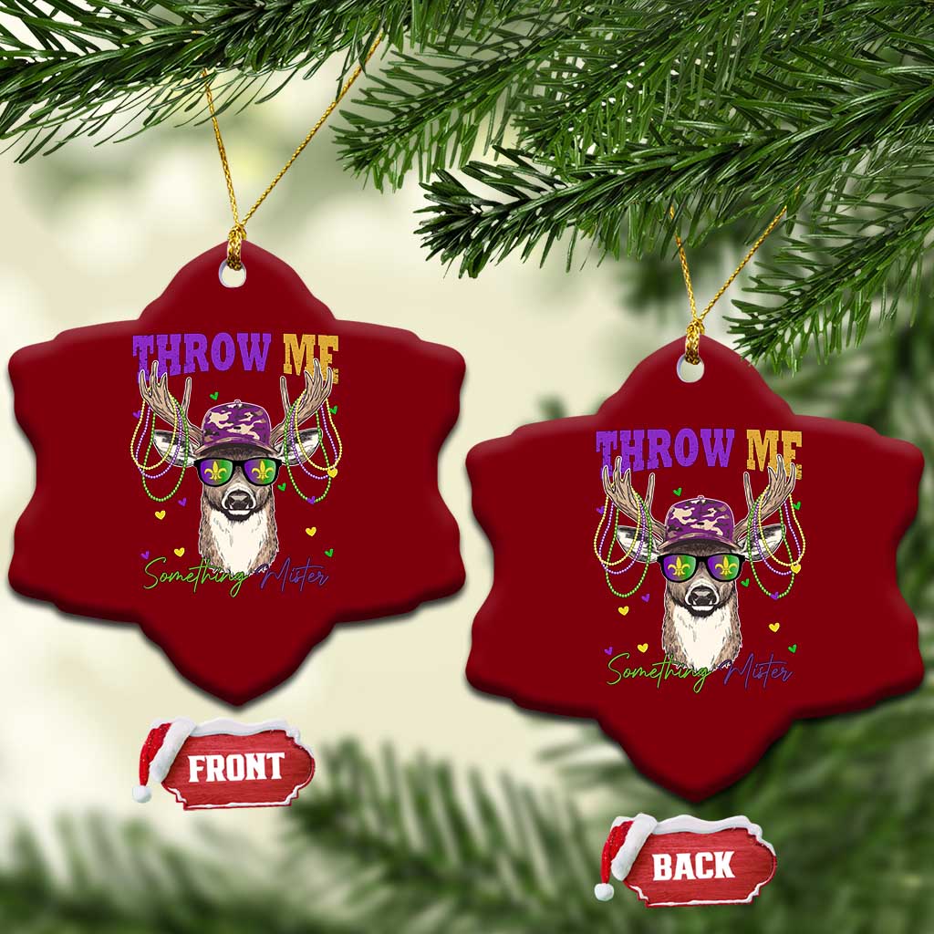 Funny Mardi Gras Mississippi Deer Ceramic Ornament Throw Me Something Mister Beads