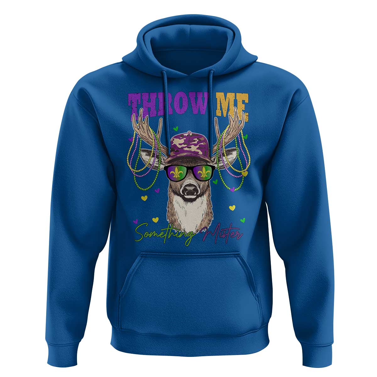 Funny Mardi Gras Mississippi Deer Hoodie Throw Me Something Mister Beads
