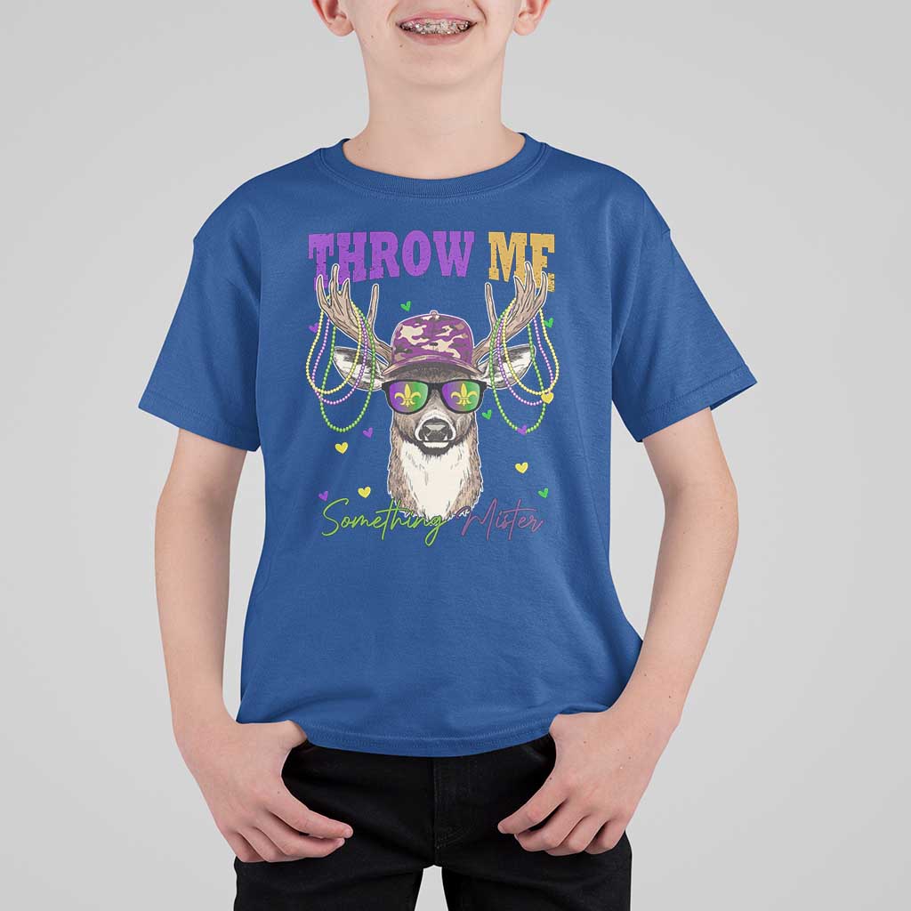 Funny Mardi Gras Mississippi Deer T Shirt For Kid Throw Me Something Mister Beads