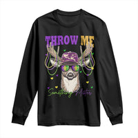 Funny Mardi Gras Mississippi Deer Long Sleeve Shirt Throw Me Something Mister Beads