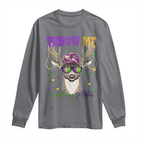 Funny Mardi Gras Mississippi Deer Long Sleeve Shirt Throw Me Something Mister Beads
