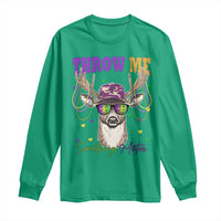 Funny Mardi Gras Mississippi Deer Long Sleeve Shirt Throw Me Something Mister Beads