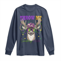 Funny Mardi Gras Mississippi Deer Long Sleeve Shirt Throw Me Something Mister Beads