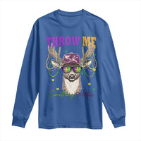 Funny Mardi Gras Mississippi Deer Long Sleeve Shirt Throw Me Something Mister Beads