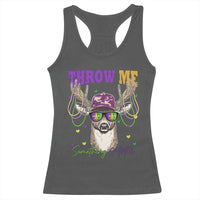 Funny Mardi Gras Mississippi Deer Racerback Tank Top Throw Me Something Mister Beads