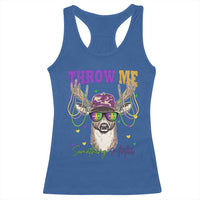 Funny Mardi Gras Mississippi Deer Racerback Tank Top Throw Me Something Mister Beads