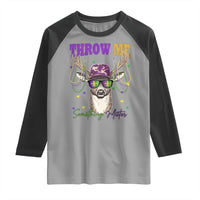 Funny Mardi Gras Mississippi Deer Raglan Shirt Throw Me Something Mister Beads