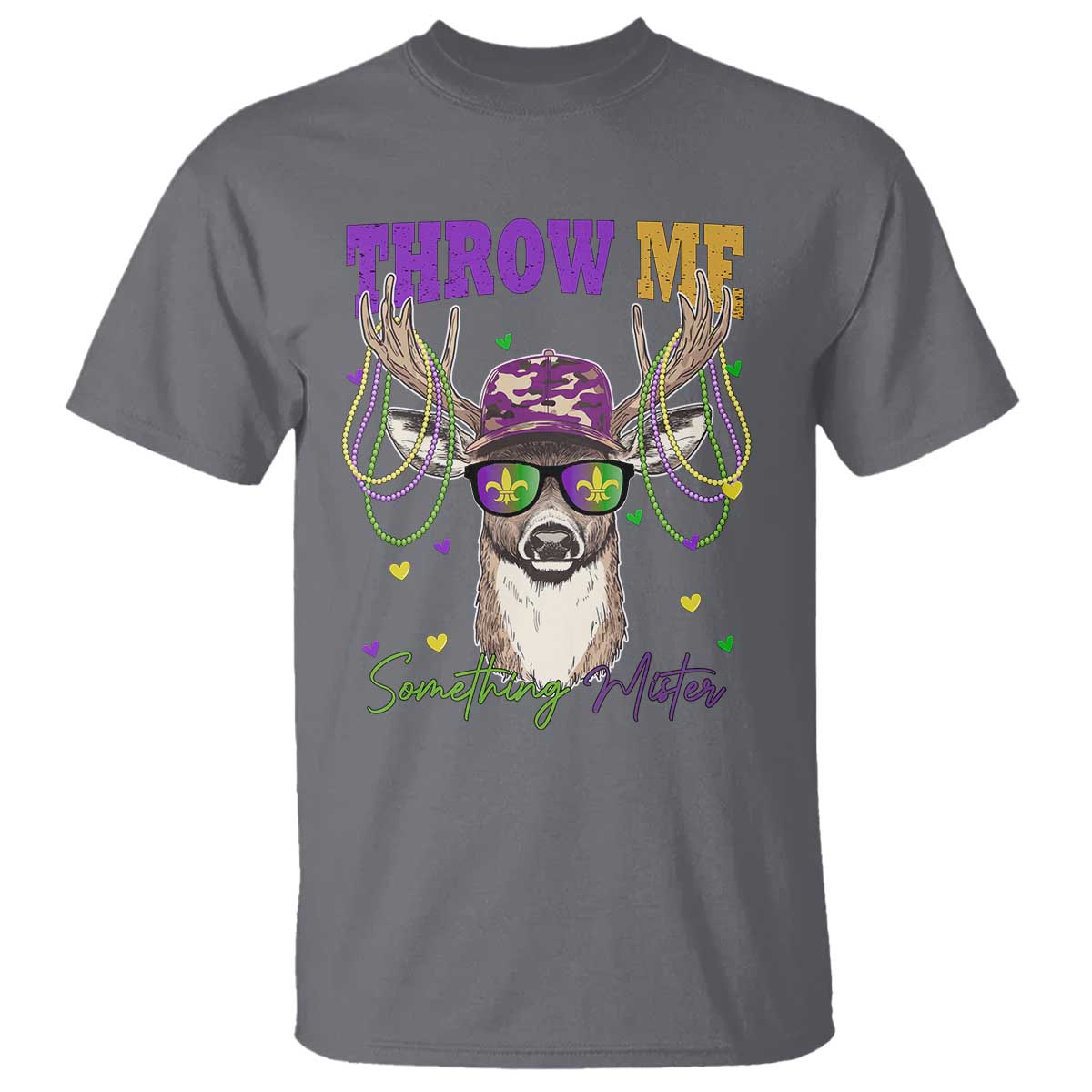 Funny Mardi Gras Mississippi Deer T Shirt Throw Me Something Mister Beads