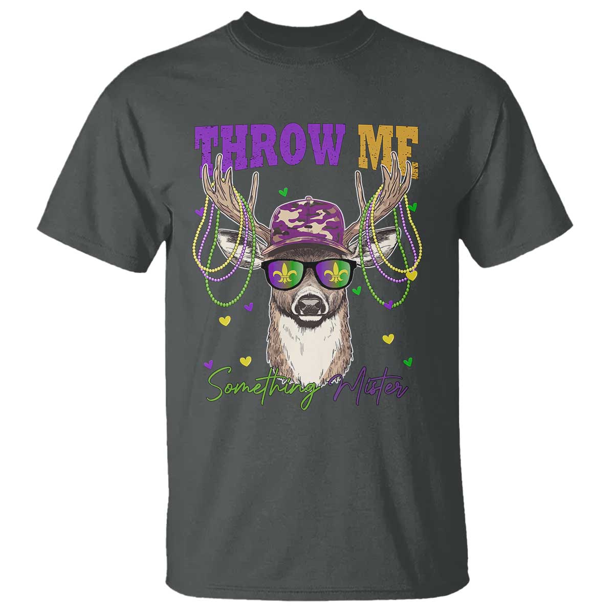 Funny Mardi Gras Mississippi Deer T Shirt Throw Me Something Mister Beads