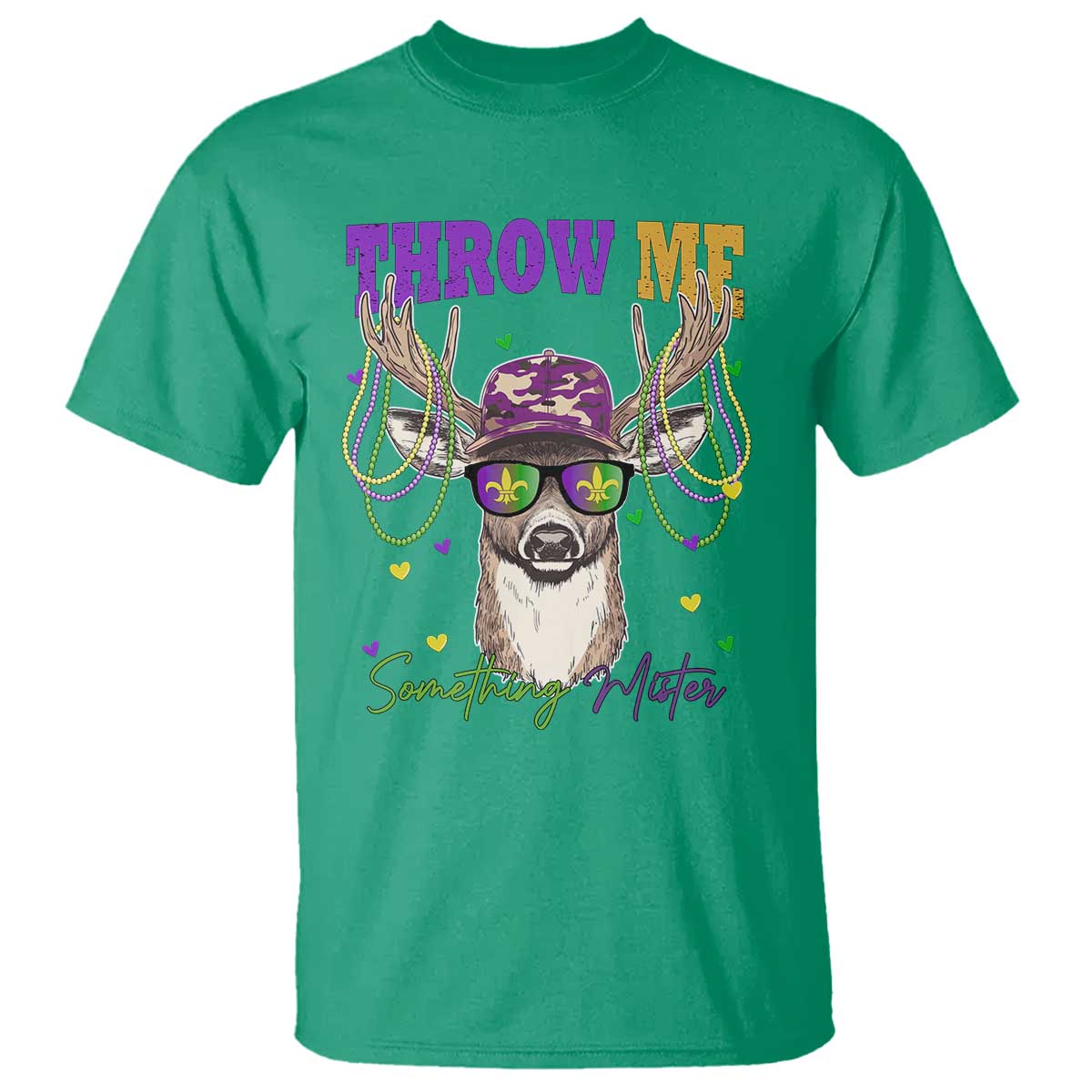 Funny Mardi Gras Mississippi Deer T Shirt Throw Me Something Mister Beads