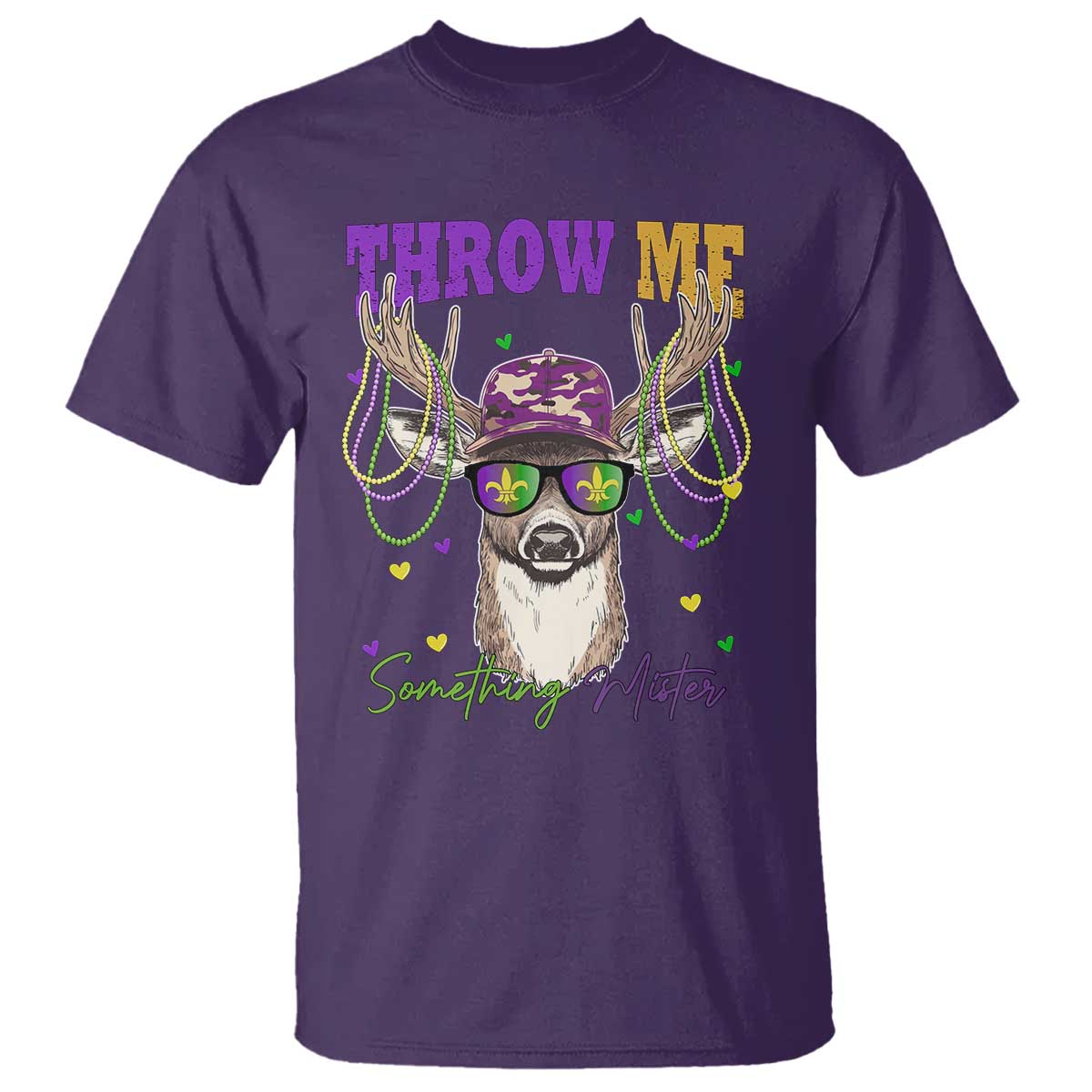 Funny Mardi Gras Mississippi Deer T Shirt Throw Me Something Mister Beads